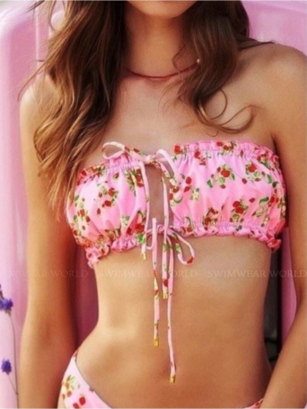 New‎ PQ Swim STW Remi Ruched Bandeau STW-048B Size M